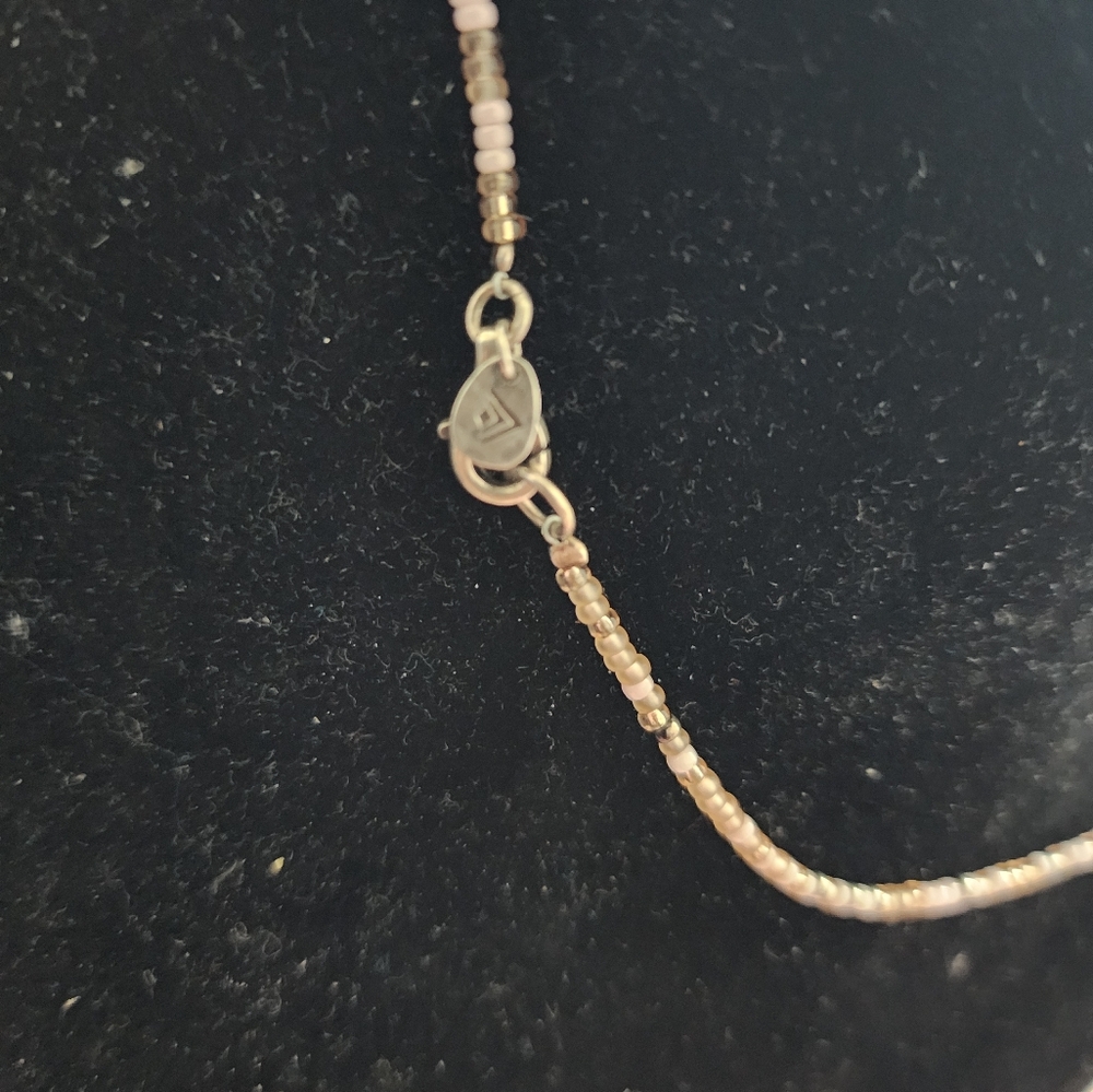 Silpada necklace consists of pink soapstone and seedbeads. It is 16" long - Picture 7 of 8